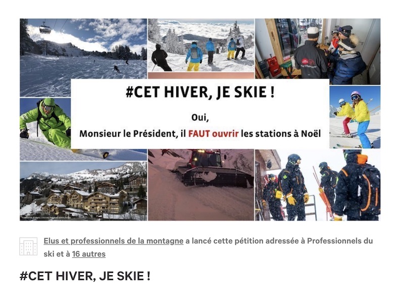 petitin pour ouvrir les stations de ski à noel