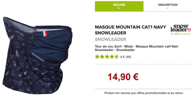 tour de cou filtrant pour le ski pas cher et disponible